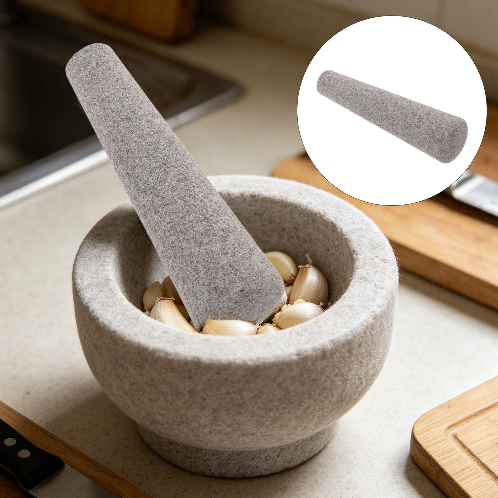 Mortar Pestle Granite - キッチン用研磨石乳棒、ニンニク調理器具、花崗岩製代替ナッツクラッシャー＆ナッツグラインダー