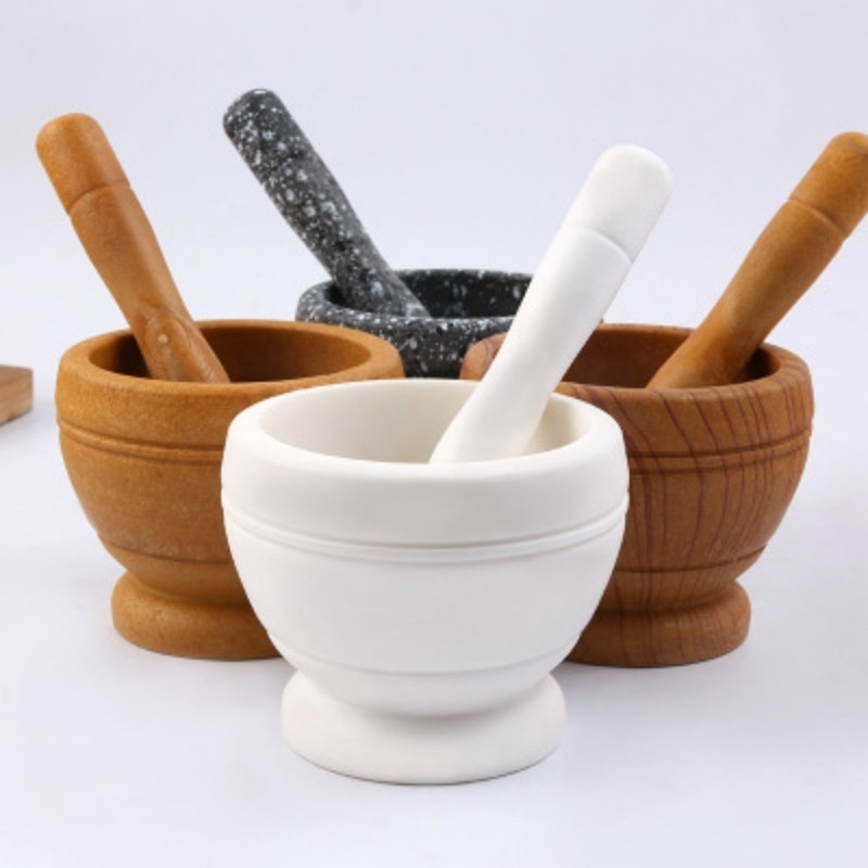 Mortar Pestle Granite - グラインダーモルタル粉砕ボウル、ガーリックプレス、ペストルグラインダー、花崗岩装飾スパイス粉砕機、ハーブペッパーミキシングポット、キッチンミルツール