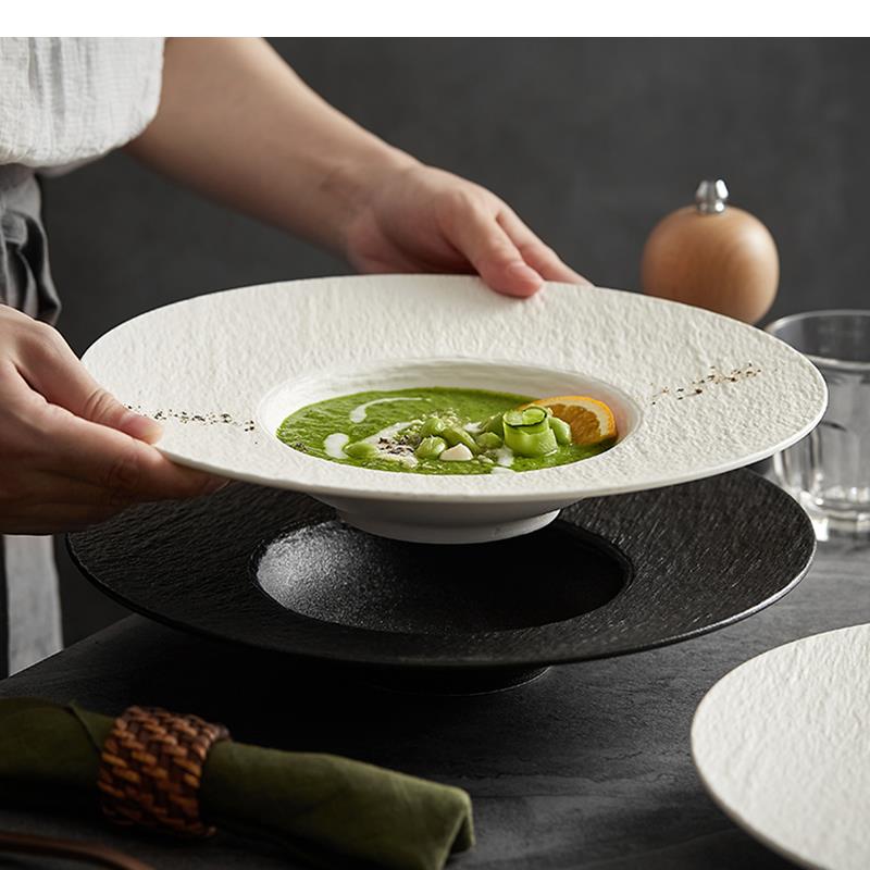 Home Cooking Steak - セラミック製パスタステーキプレート、丸型ディナープレート、調理用食器、家庭用キッチン無地食器、スープボウル、サラダボウル