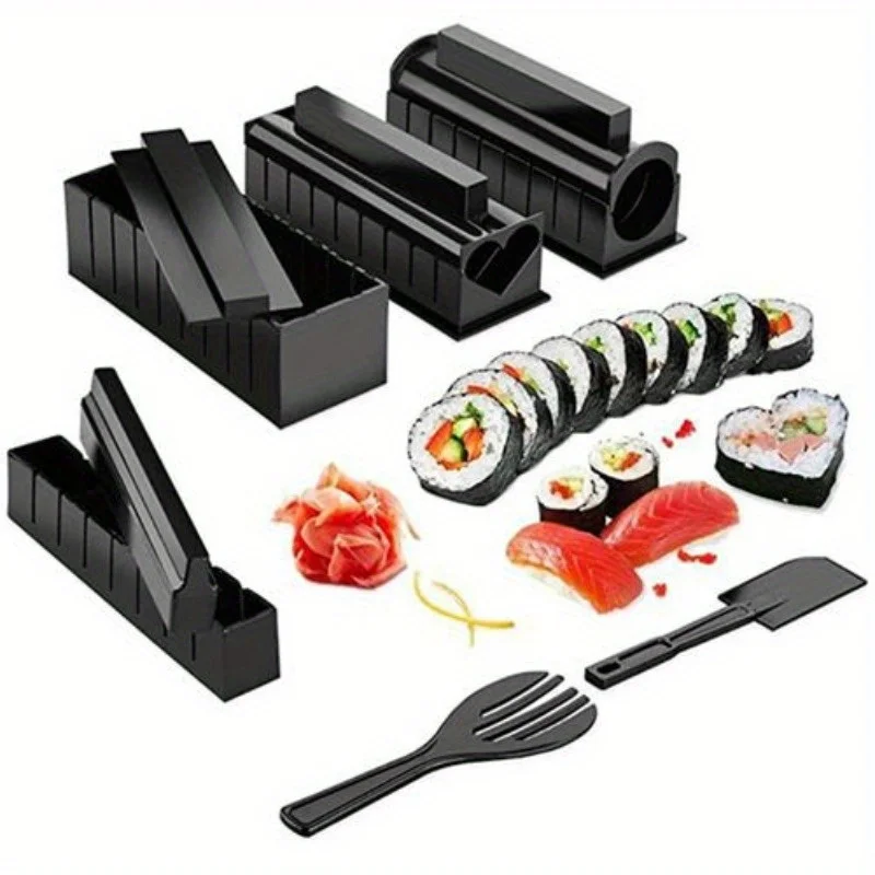 Home Cooking Japanese Food - 日本の寿司作りセット、飯巻き型、海苔巻きローラー、キッチンガジェット、初心者向け簡単DIYフードメーカー、家庭料理用