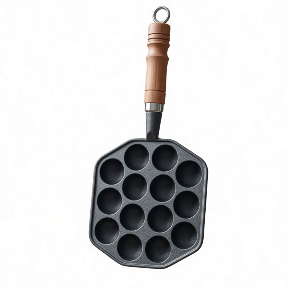 Home Cooking Japanese Food - 焦げ付き防止加工の鋳鉄製たこ焼き器。日本の軽食やたこ焼きを作るのに最適な調理器具。耐久性があり、持ち運びにも便利。家庭用。