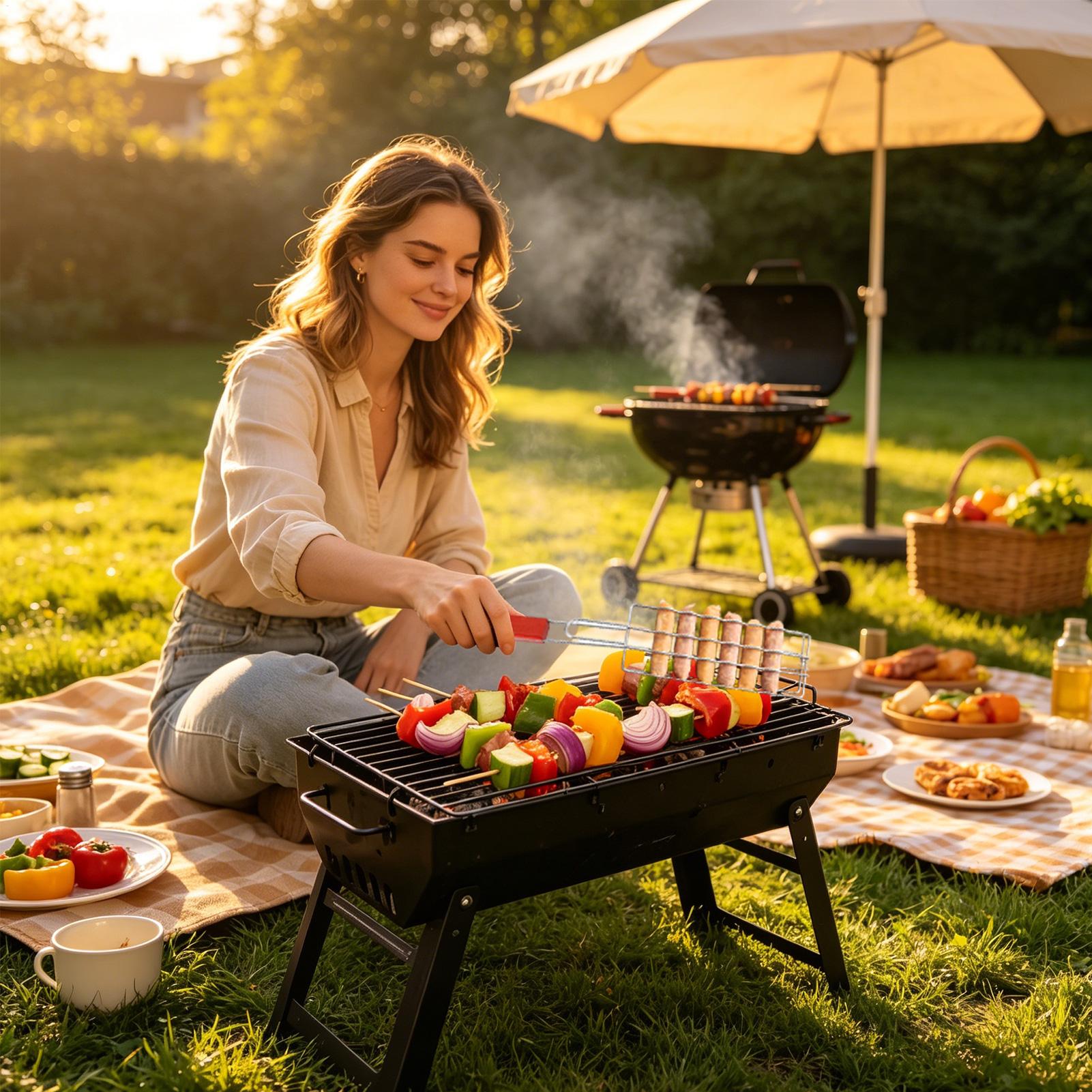 耐熱木製ハンドル付きBBQバスケット、ポータブルホットドッグ - Home Cooking Business のレビューと価格