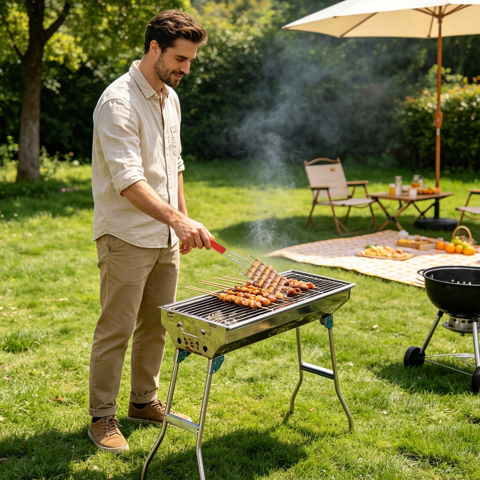 耐熱木製ハンドル付きBBQバスケット、ポータブルホットドッグ - Home Cooking Business のレビューと価格