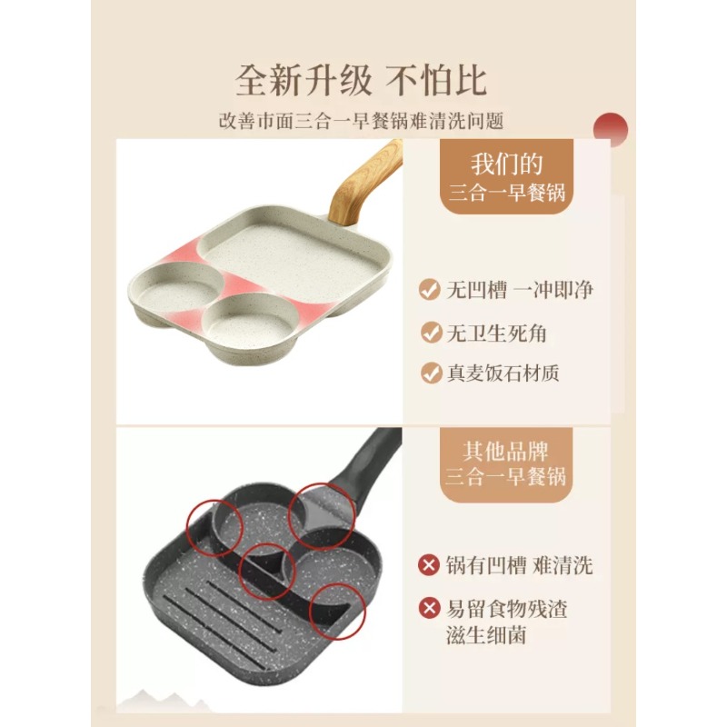 3-in-1朝食用フライパン、卵、バーガー、ステーキ用のノン - Home Cooking Steak のレビューと価格