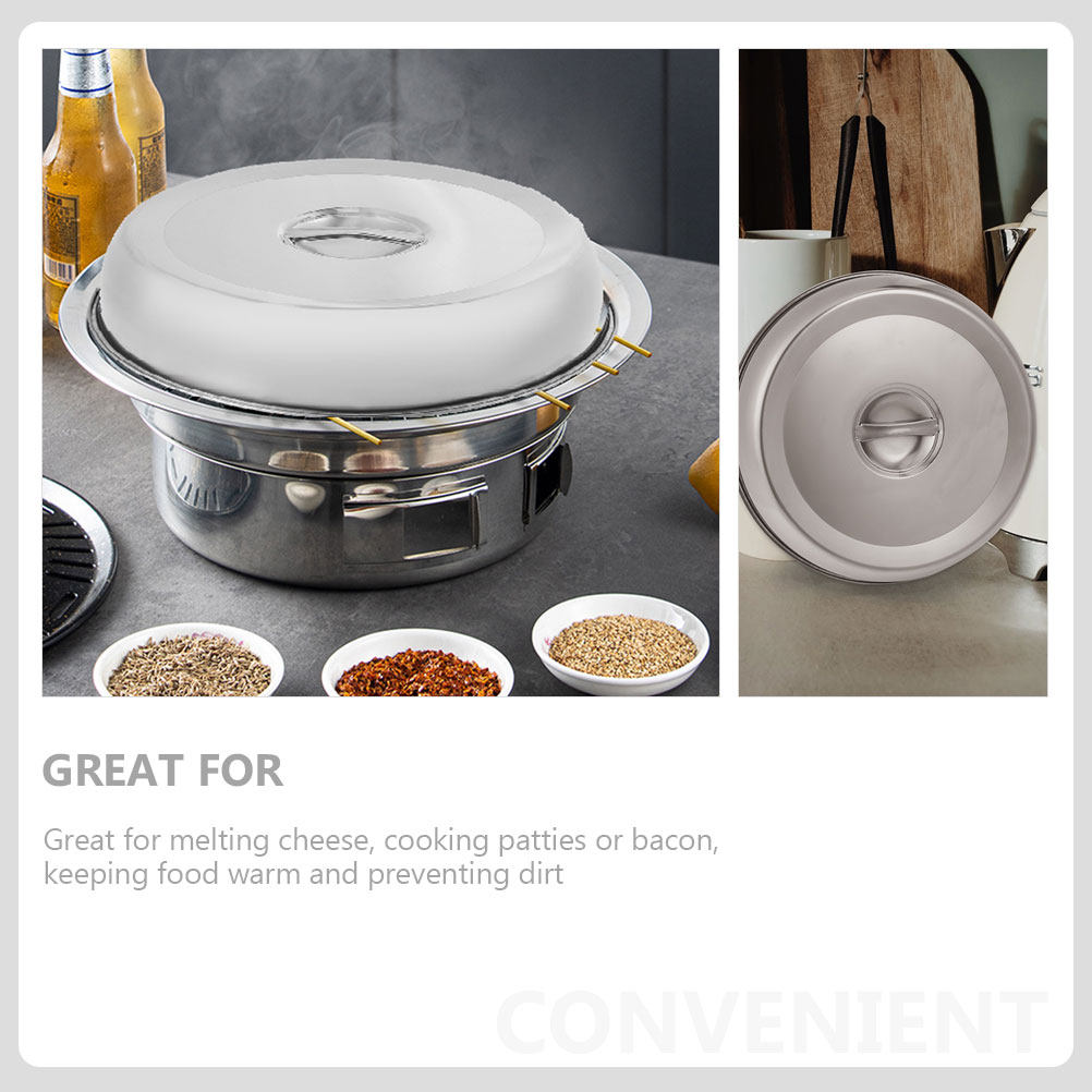 ステーキ用ステンレス製蓋2個。飛び散り防止、丸みを帯びたエッ - Home Cooking Steak のレビューと価格