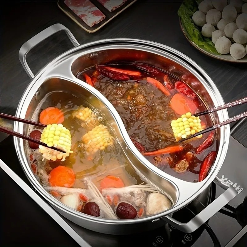 304ステンレス鋼製ツイン分割式ホットポット中華鍋32/34 - Dosa Pan Iron のレビューと価格