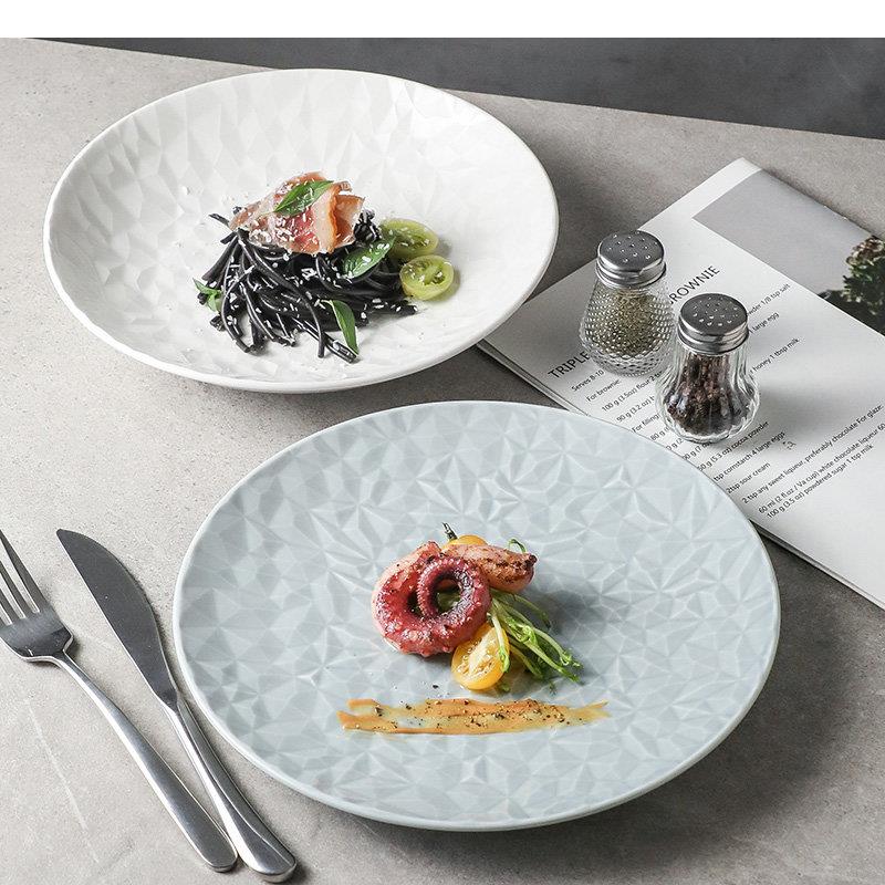 シンプルな丸型パスタステーキ寿司プレートセラミック調理皿家庭 - Home Cooking Steak のレビューと価格