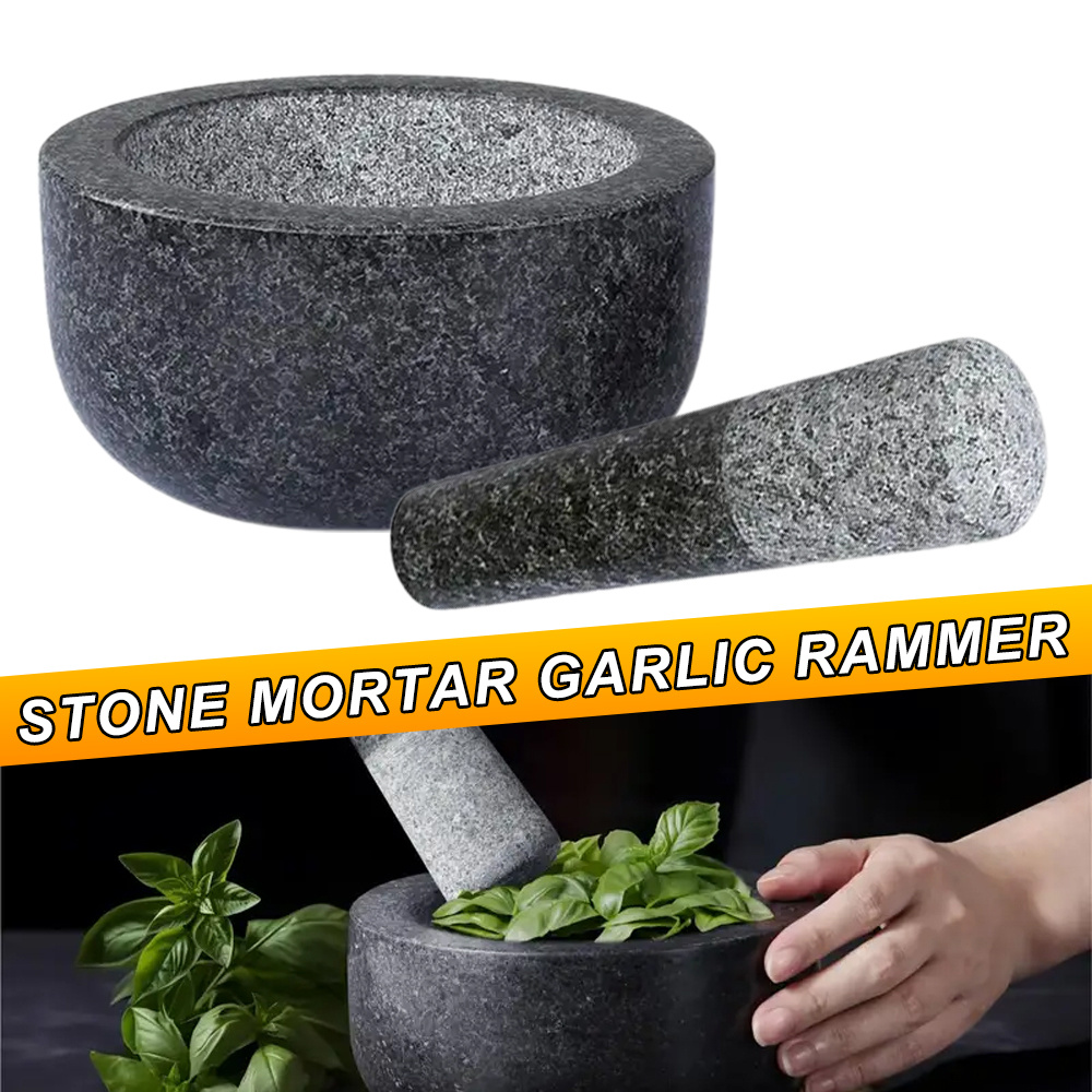 天然石ガーリックプレス、石臼、薬用粉砕瓶、家庭用ガーリックグ - Mortar Pestle Granite のレビューと価格