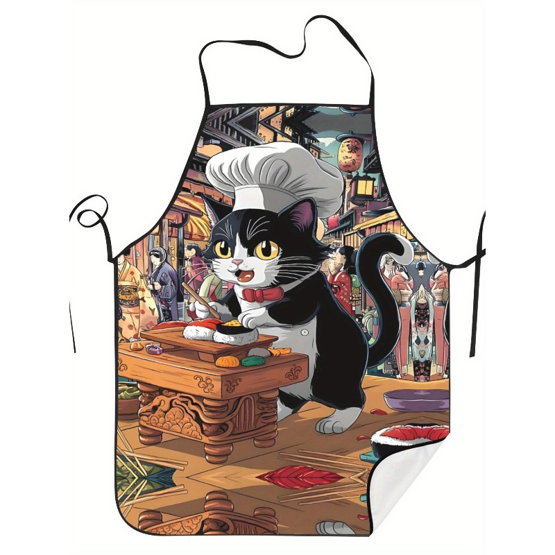面白い寿司シェフ猫漫画キッチンエプロン日本料理デザインリネン - Home Cooking Japanese Food のレビューと価格
